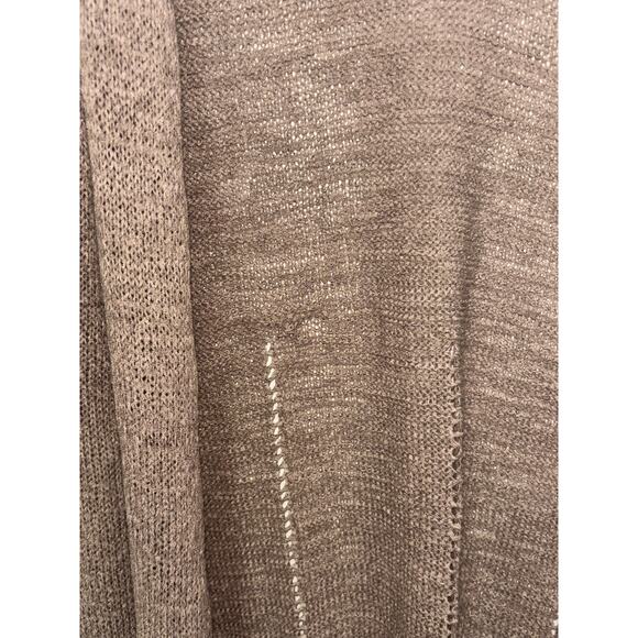 Dressbarn Tunic Length Open Taupe Lacey Knit Cardigan Size Large - Picture 3 of 6